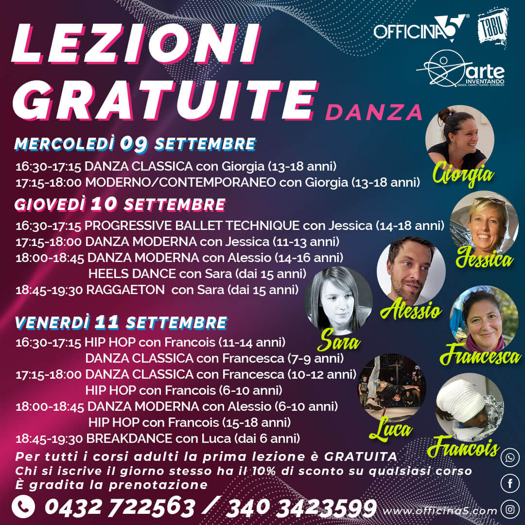 Lezioni gratuite di danza a Moimacco con ARTEinventando