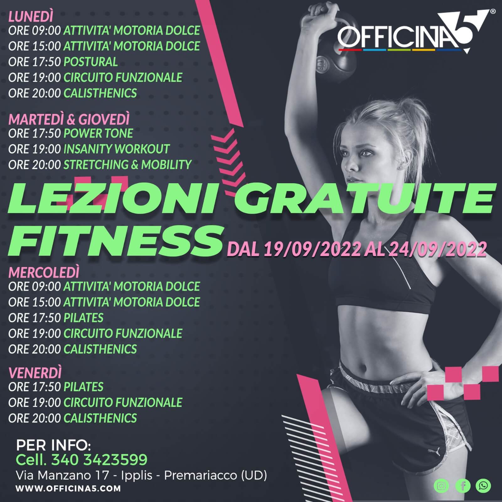 Lezioni gratuite di prova di fitness da OFFICINA5 a Ipplis di Premariacco