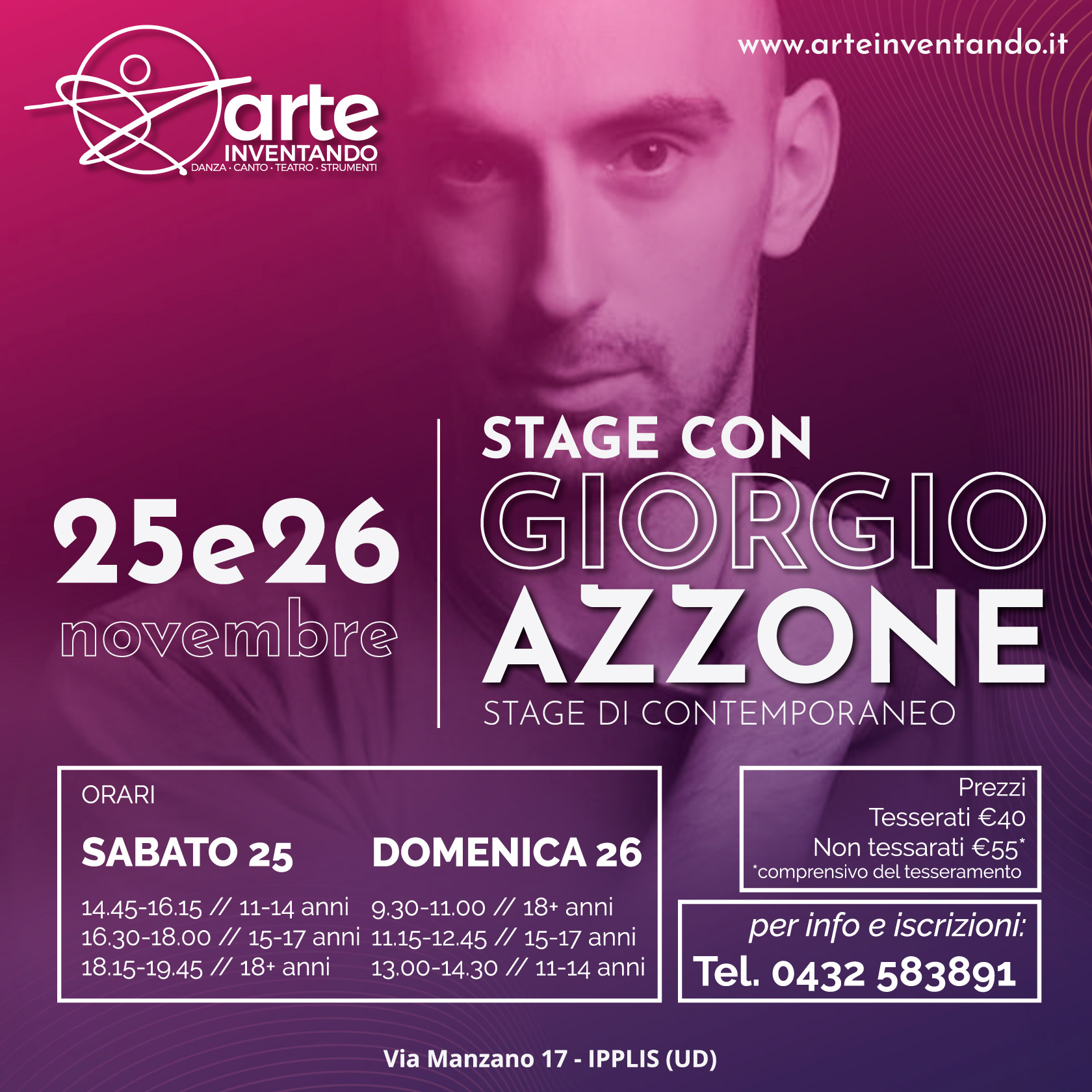 Stage di danza con Giorgio Azzone da ArteInventando - UDINE